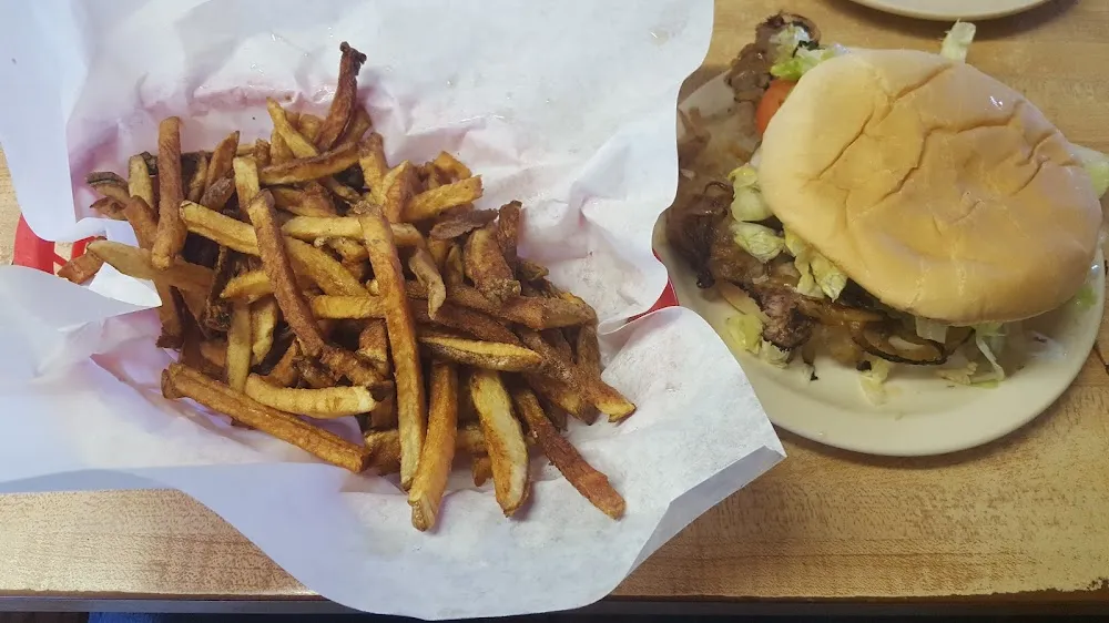 Onion Burger and Fries